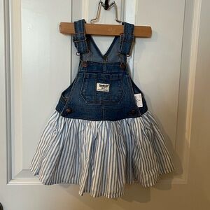 NWT OshKosh B'gosh Denim and Striped Overall Dress,18 Month